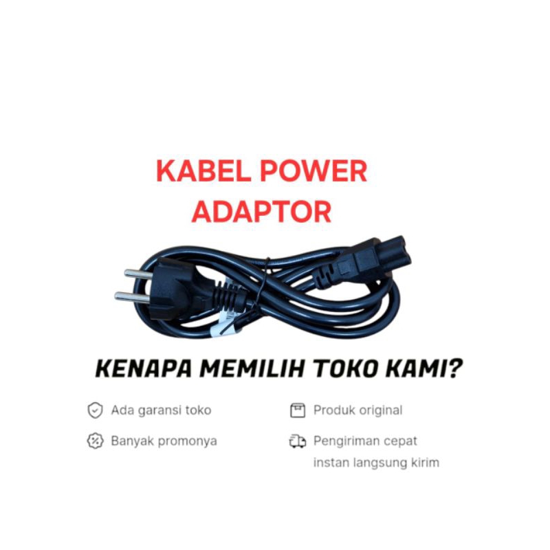 Kabel Power Laptop / Kabel Power Adaptor Laptop 3 Lubang Hp