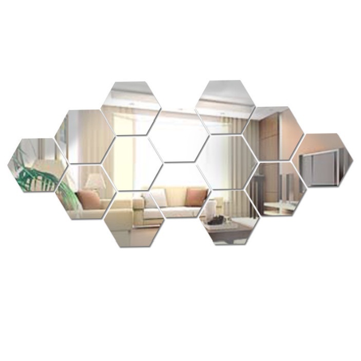 Mirror stickers 3d hexagon Stiker Cermin Dinding Anti Pecah Segi Enam Tempel Sticker Kaca Hexagonal 
