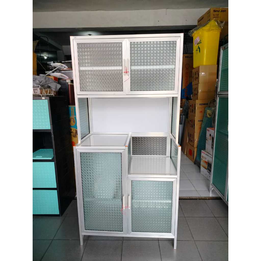 RAK PIRING KACA 2 PINTU ALUMINIUM