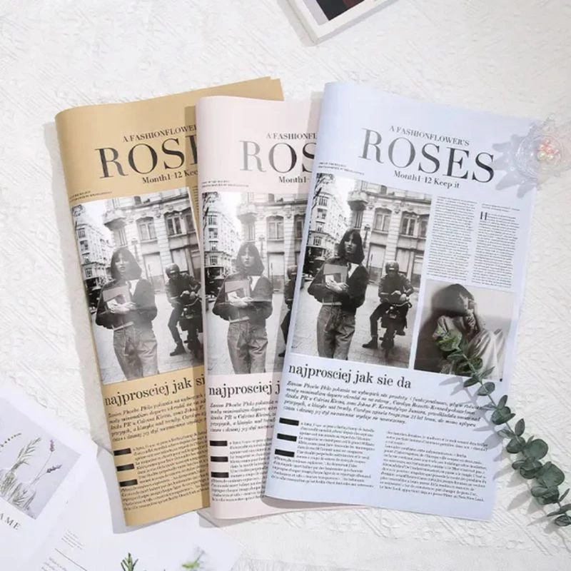 

20 Lembar Flower Wrapping Cellophane ROSES Kertas Buket Bunga Motif Koran Newspaper