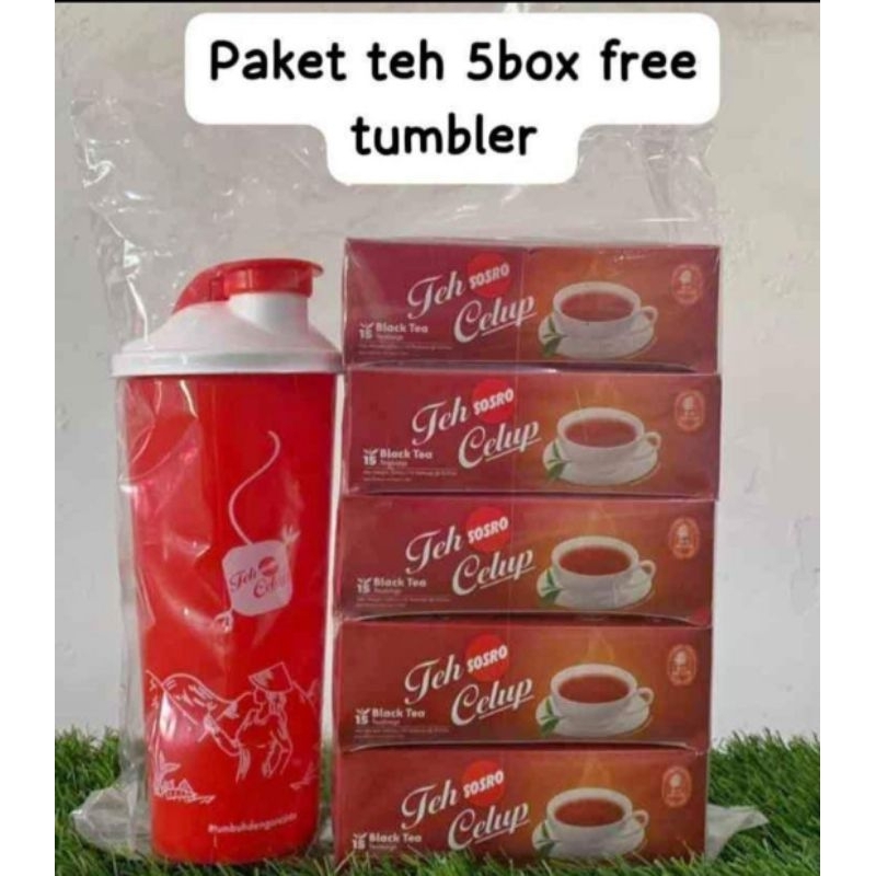 

Teh botol celup sosro 15bag- isi 5box free Tumbler