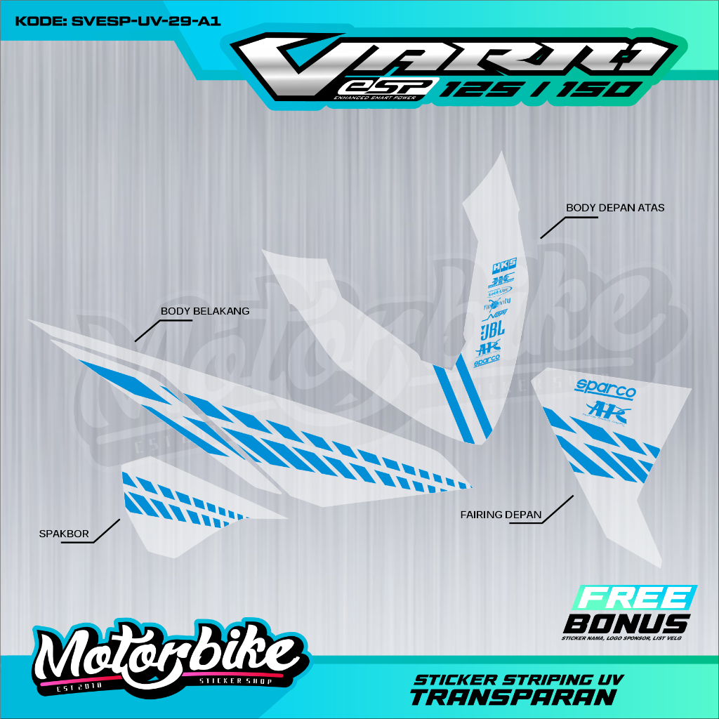 Striping UV Transparan Vario ESP 125 Vario LED 2017  - Stiker Striping Vario ESP 125 Bahan Maxdecal 