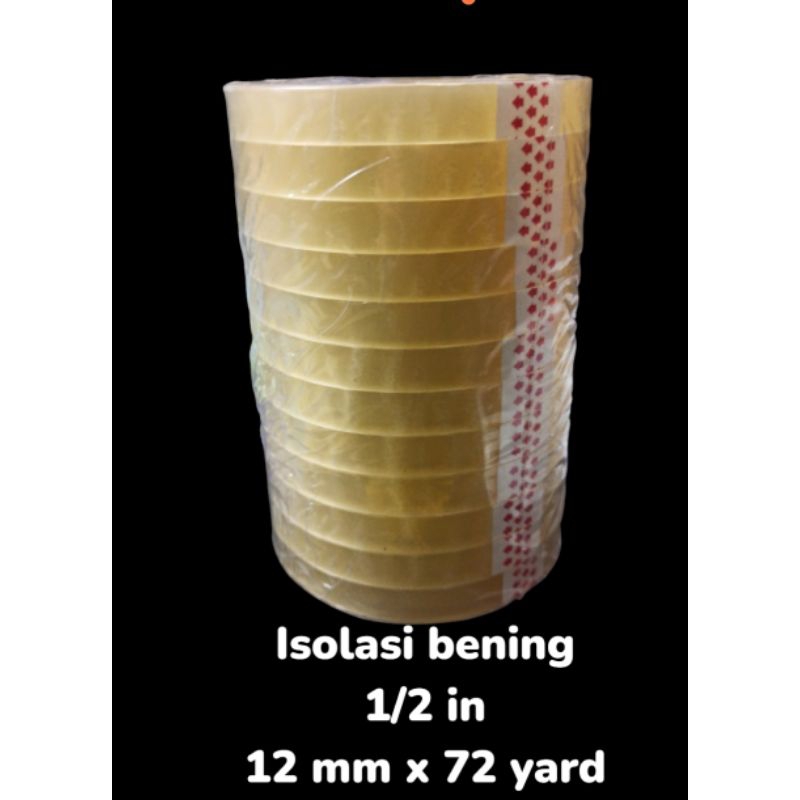 

ISOLASI BENING 1/2 IN 12 mm X 72 YARD 1 SLOP ( 12 ROLL )