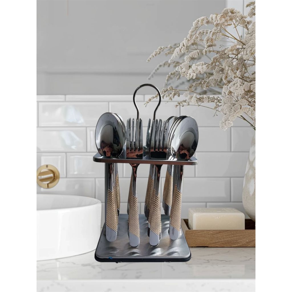 Bakindo Sendok Sultan Lapis 24k Gold Sendok Hampers Sendok Set Rak Sendok Set Rak 24pcs Cutlery Set 