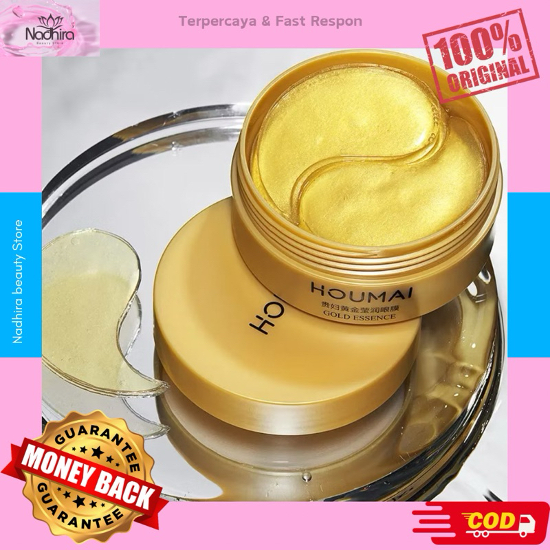 Masker Mata Gold HOUMAI Eye Mask Menghilangkan Kantong Mata Panda Mencerahkan dan Memudarkan Kerutan
