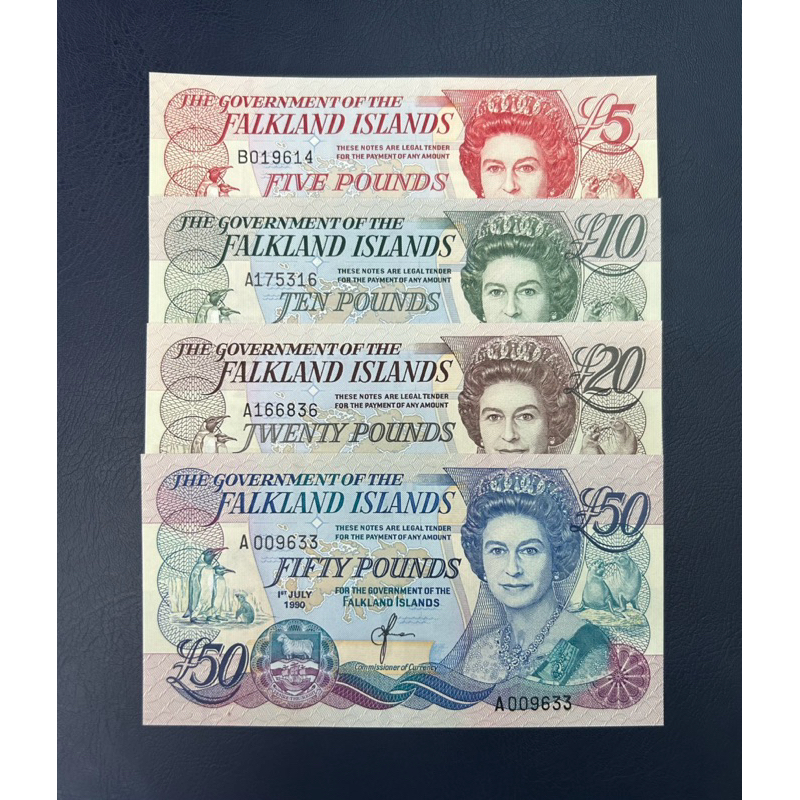 FALKLAND ISLANDS SET 4 Lbr 5, 10, 20, 50 POUNDS UANG ASING GRESS UNC