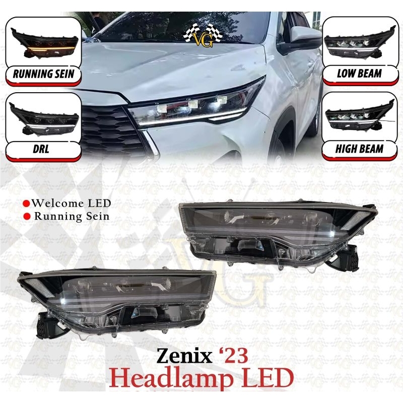 LAMPU HEADLAMP PROJECTOR + SEIN SEQUENTIAL INNOVA ZENIX HEAD LAMP PROJECTOR LED 3 MATA + DRL + SEIN 