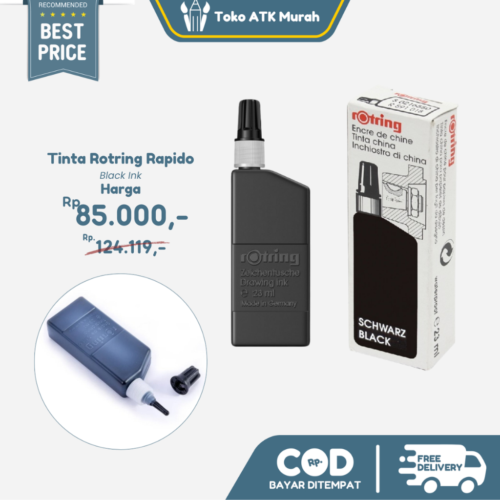 Tinta Rapido Rotring Hitam - Drawing Ink Technical Pen Isograph