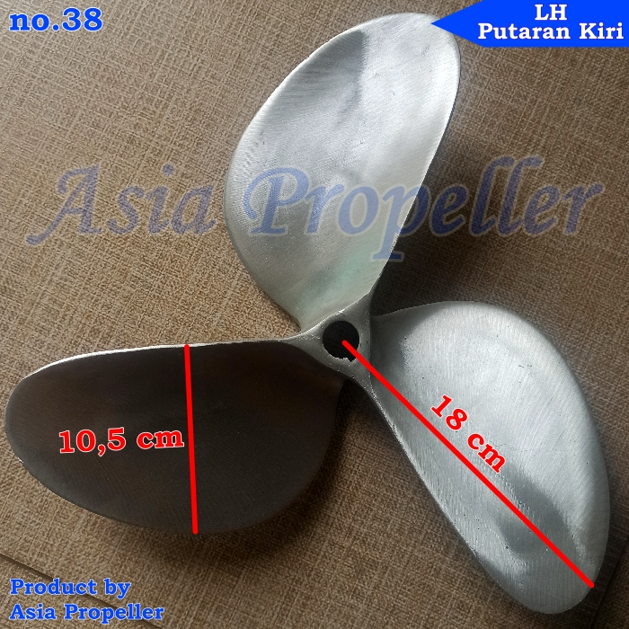 Propeller / baling baling kapal Aluminium no. 38 Putaran Kiri LH 3 Daun - Asia Propeller