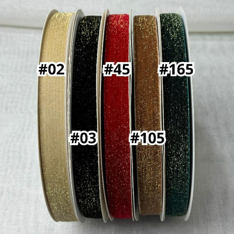 

1 YARD - 2 CM PITA BLUDRU GLITER HALUS | VELVET GLITER GOLD (6/8")