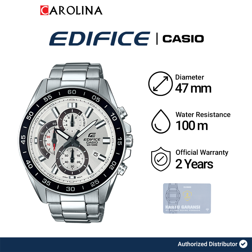 Jam Tangan Pria Casio Edifice EFV-550D-7A Chronograph Analog Silver Dial Stainless Steel Band
