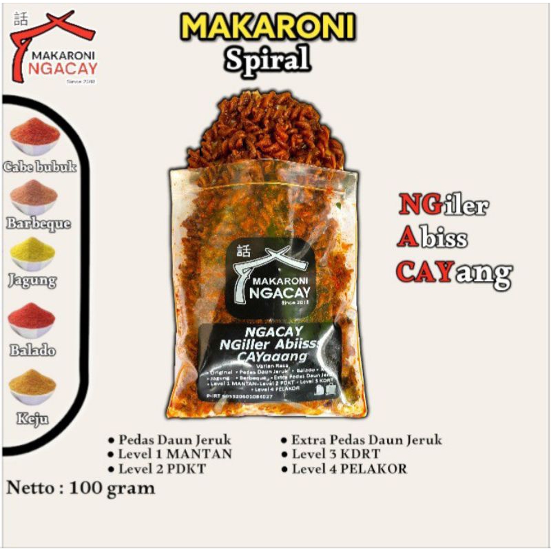 

Makaroni Spiral - Uril - Kriwil 100 Gram Makaroni Ngacay Cemilan Pedas