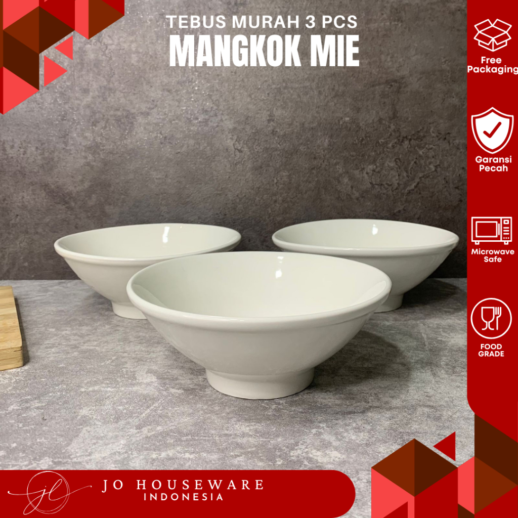 Mangkok Mie Ramen Keramik Premium Putih Polos Diameter 20cm mangkok hotelware serbaguna JJ340