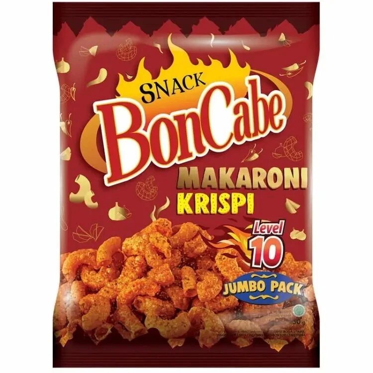 

BonCabe Snack Makaroni Krispi Jumbo Pack Level 10 @135gram BON CABE