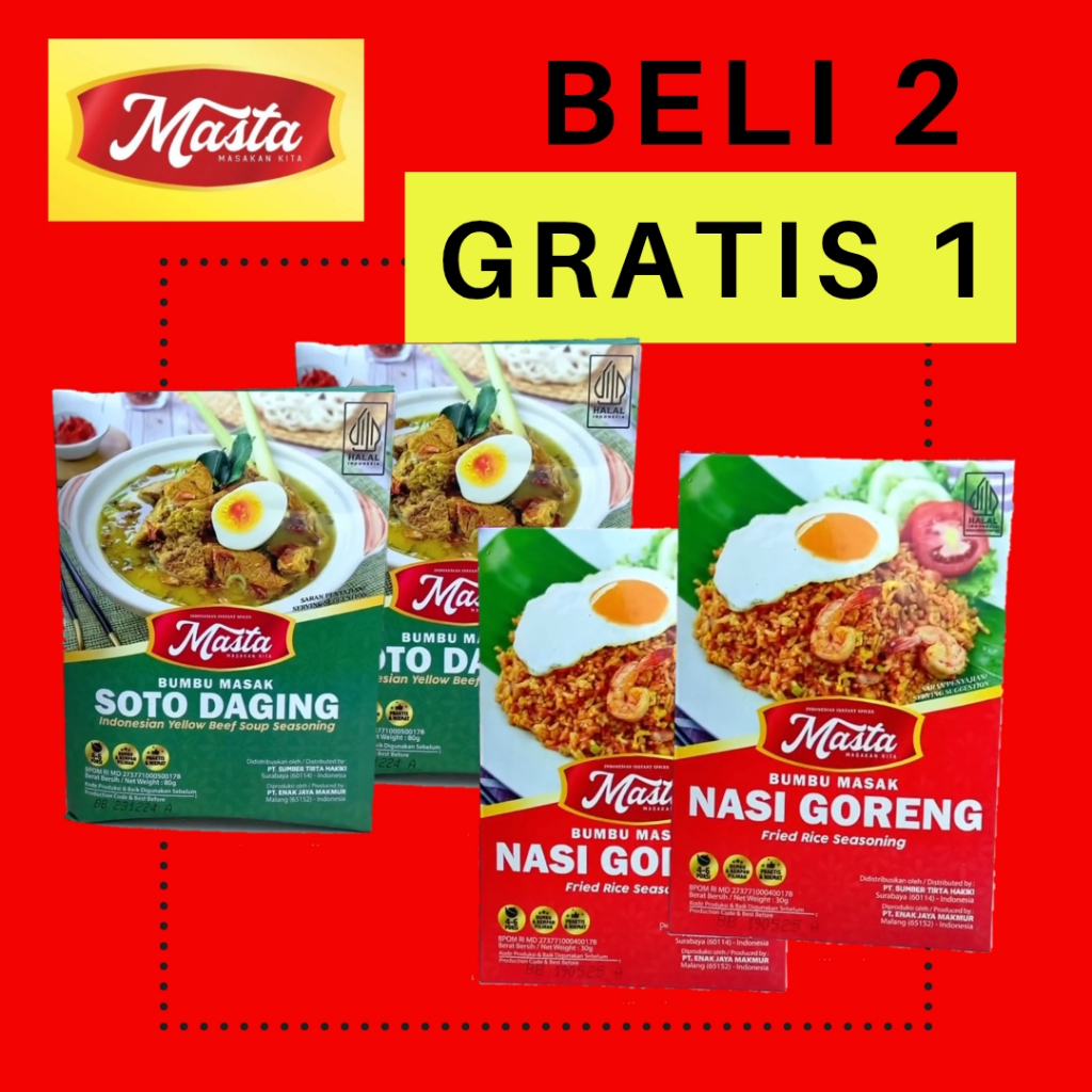 

[PROMO BELI 2 GRATIS 1] MASTA BUMBU INSTAN NASI GORENG SOTO DAGING