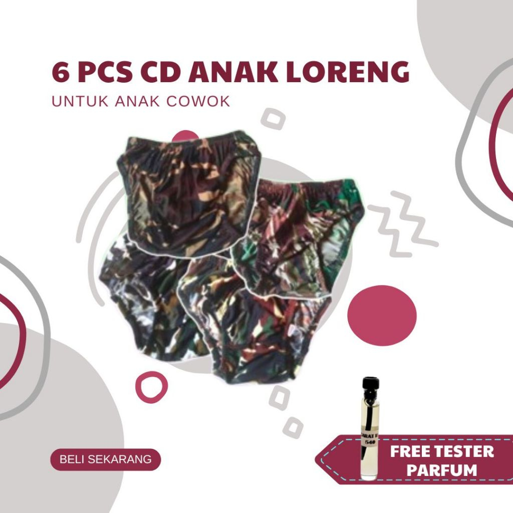 6 PCS CELANA DALAM ANAK LORENG 1-7 TAHUN COWOK