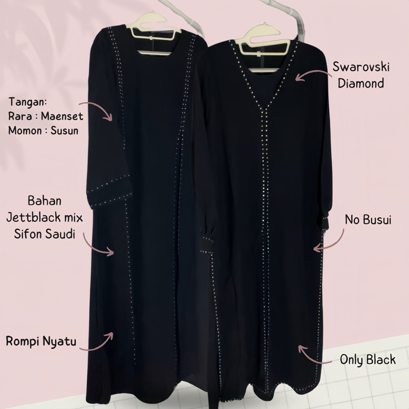 Sf - Abaya AL RAMON Rompi | Abaya Diamond | Abaya Hitam Jettblack Saudi Hitam | Abaya Turkey Remaja 