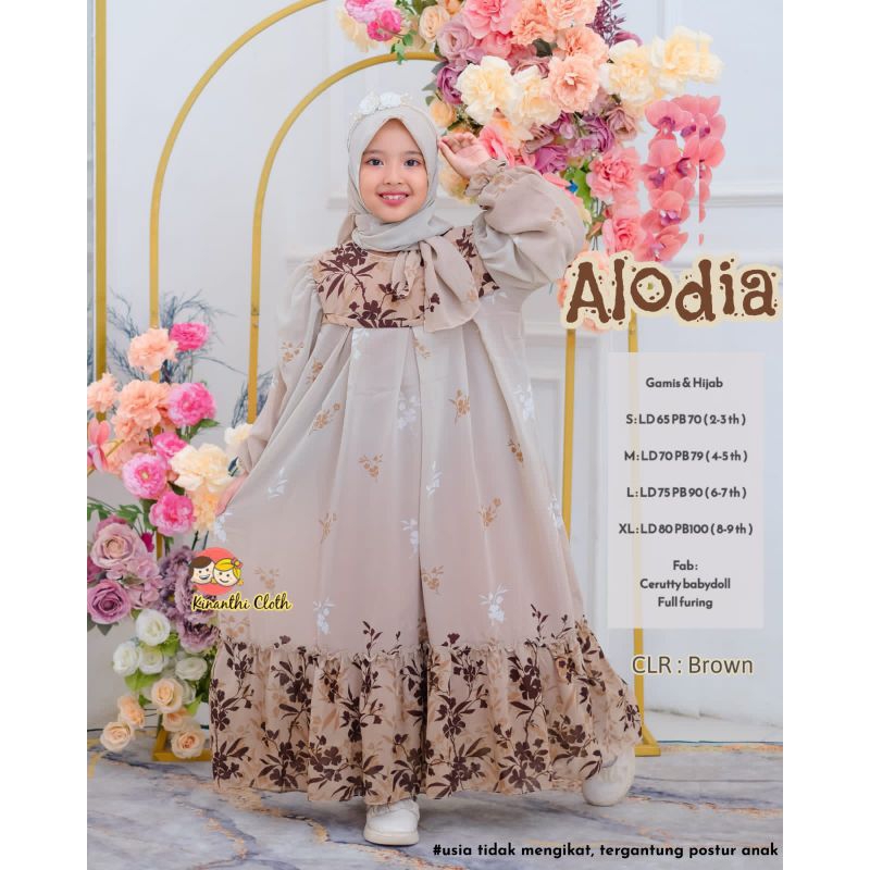 Terbaru Gamis set anak Aloda Kids by Kinanthi Cloth Dress ceruty anak super cantik include jilbab su