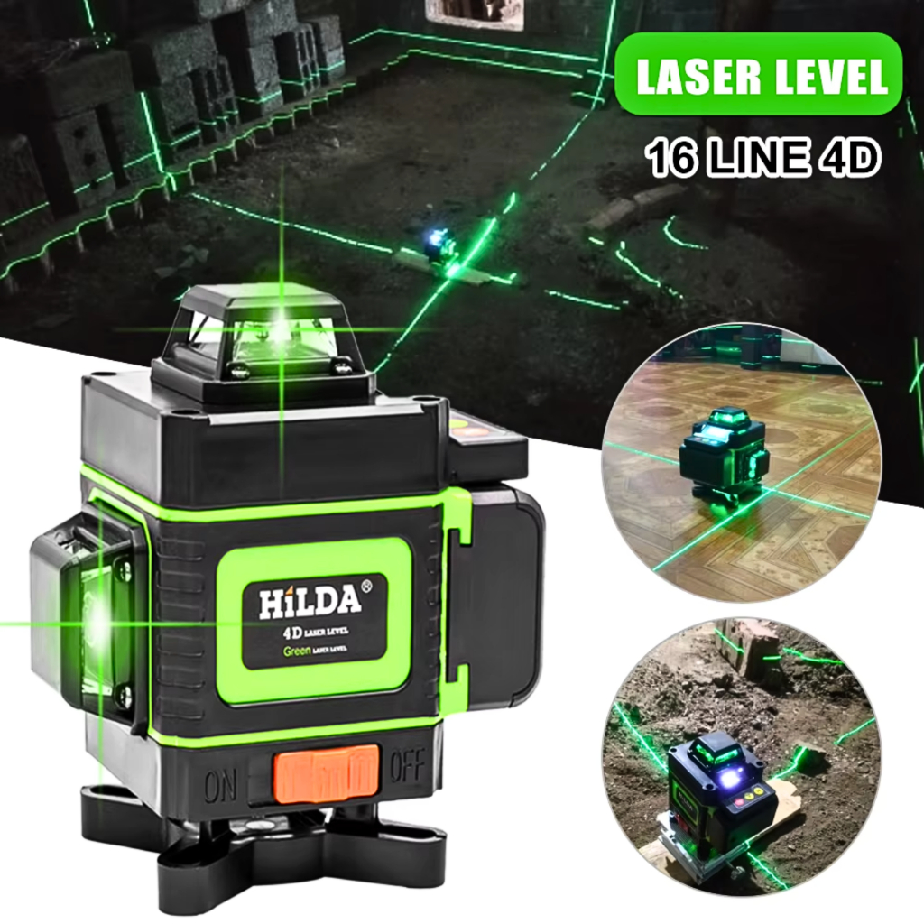 MALL Hilda Laser Level tukang bangunan 4d 16 line keramik plafon Self Leveling IP54 Remote LD 515