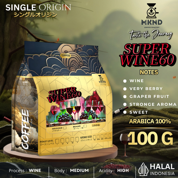 

MKND COFFEE ROASTERY - Arabika Super Wine 100gr Specialty Kopi | Natural | Manuawal Brew | Strong Wine | Roast Beans