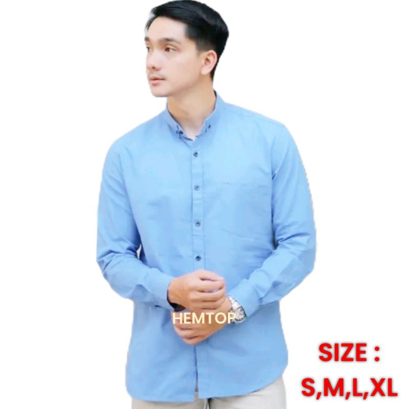 Kemeja soft blue pria Kemeja biru muda pria lengan panjang Kemeja soft blue lengan panjang pria Keme