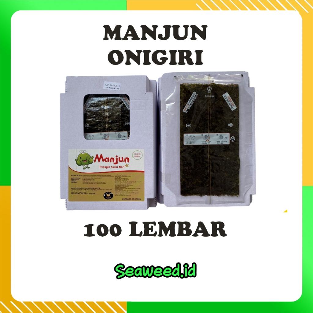 

MANJUN ONIGIRI Wrapper 100 Lembar Halal / Lembar Rumput Laut Import untuk Nasi Kepal Onigiri