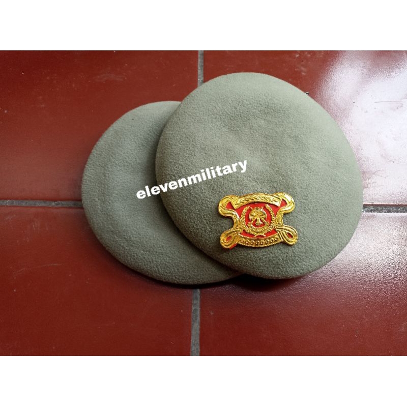 Terbaru Topi baret linmas warna Abu-Abu + Emblem Linmas