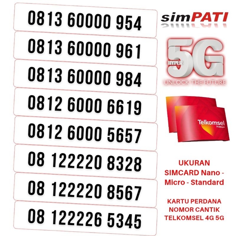 NOMOR CANTIK SIMPATI TELKOMSEL 4G 5G NOMER SIMPATI CANTIK KARTU PERDANA TELKOMSEL NOCAN SIMPATI ABAB