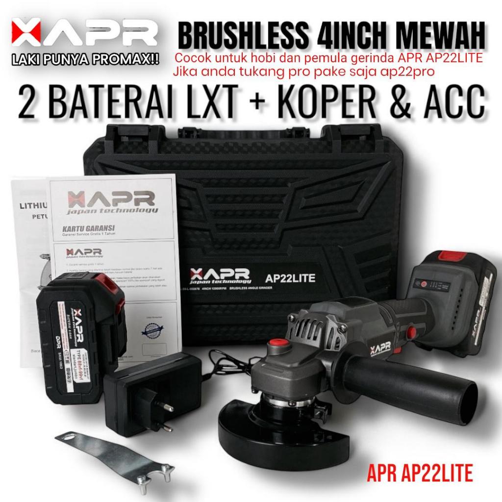 APR JAPAN AP22LITE Rajanya Gerinda Baterai 12000rpm 4Inch Brushless 2Baterai Lxt 10Cell