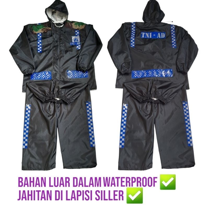 Jas hujan TNI-AD jas hujan setelan taslan waterproof loreng