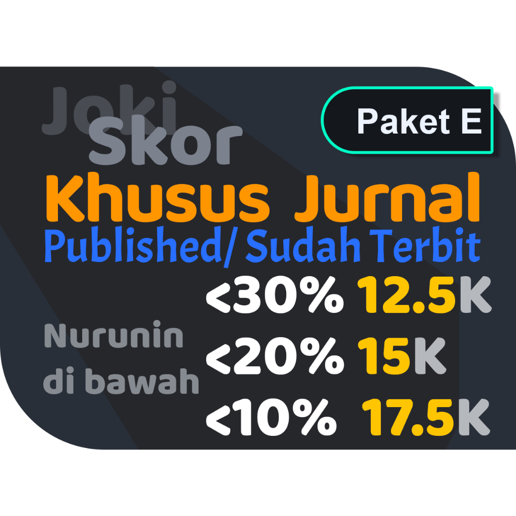 Jasa Joki Skor JURNAL PUBLISHED, menurunkan SKOR PLAGIASI untuk persyaratan naik pangkat DOSEN