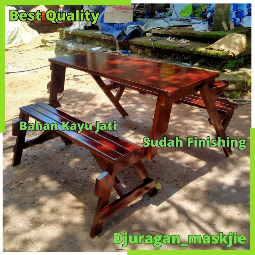 Kursi Magic Taman dan Cafe Outdoor Kayu Jati Bangku Portable bisa di Lipat jadi Meja Ataupun  Kursi