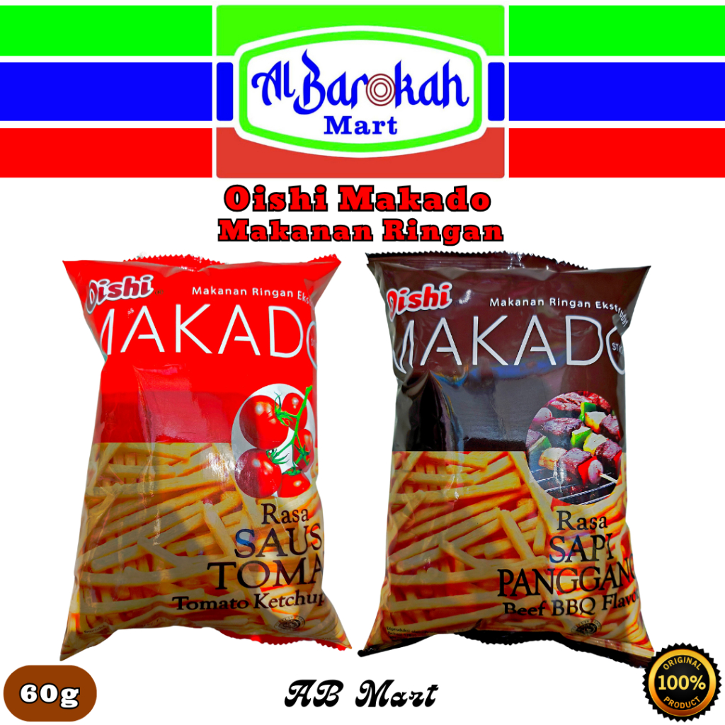 

Oishi Makado Sapi Panggang 60g | Saus Tomat 60g Makanan Ringan