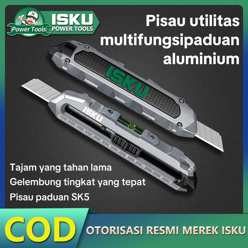 

ISKU Utility Knife/Pisau cutter Pisau utilitas multifungsi paduan aluminium Pisau Cutter Multifungsi Pisau paduan SK5 Tajam Cutter Pisau Auto Lock Cutter