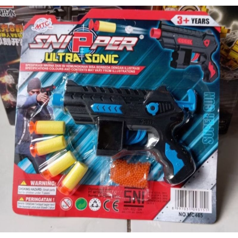 pistol mainan snipper ultra sonic satu set tembakan peluru mainan anak