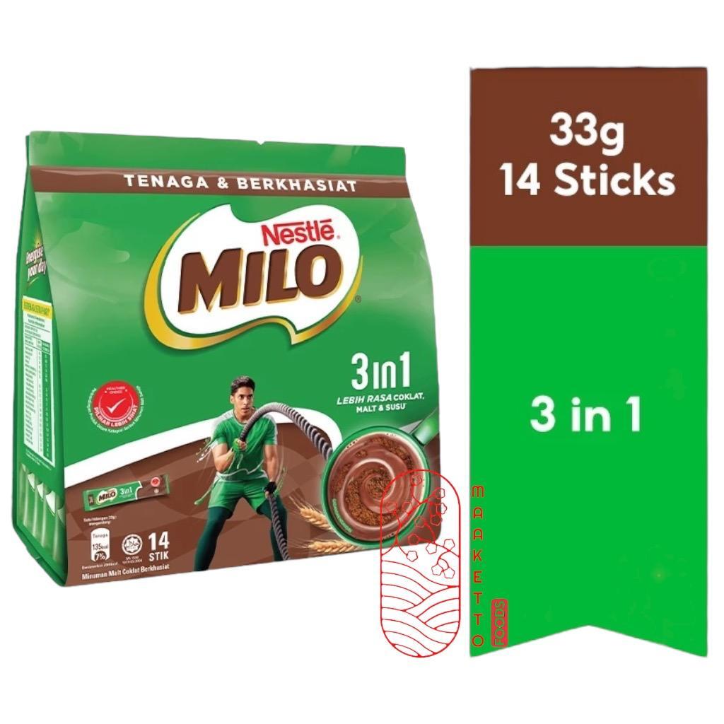 

Nestle Milo 3 in 1 Activ-Go / Milo Bubuk Malt Coklat 3in1 Sachet / Minuman Bubuk Coklat Milo