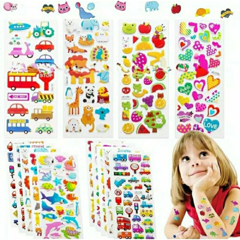 MAINAN STIKER ANAK TIMBUL 3D / STIKER ANAK PEREMPUAN / STIKER ANAK LAKI-LAKI / STIKER LUCU