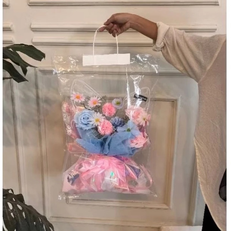 

PLASTIK BUKET PRAKTIS SUDAH ADA PEGANGAN / PLASTIK PACKING BUKET