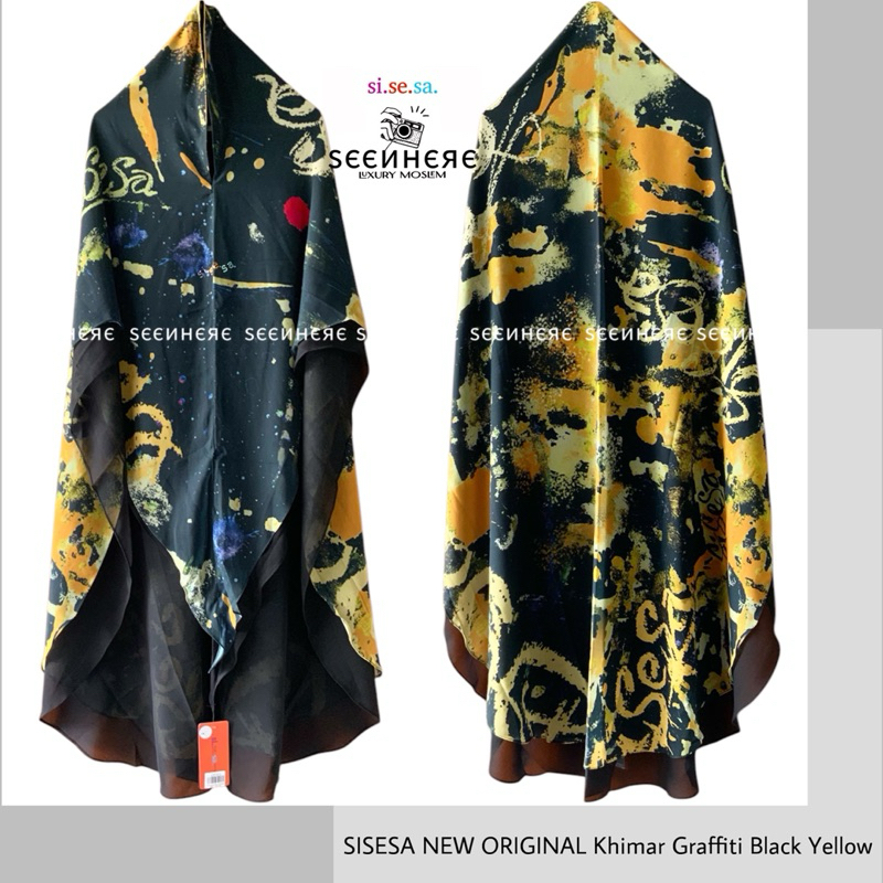 [𝐒𝐄𝐄𝐍𝐇𝐄𝐑𝐄] SISESA NEW ORIGINAL Khimar Graffiti Black Yellow