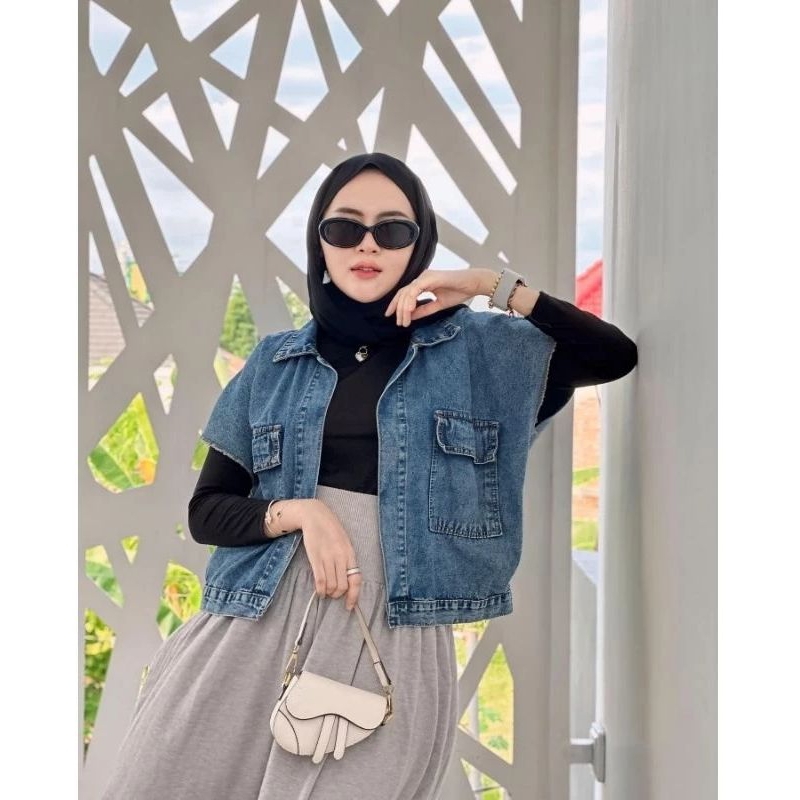 NEW Oversize Cassandra Jacket Rompi Denim Jeans Wanita Jaket Jins Rompi Oversize Kekinian Jaket Tanp