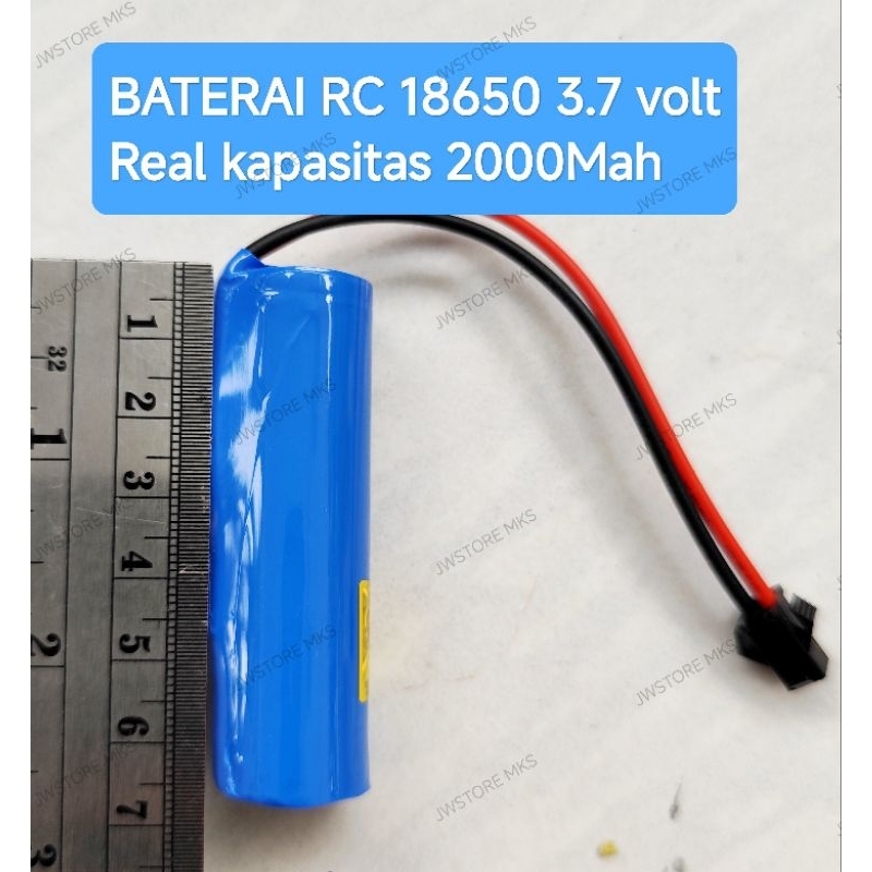 Baterai Rc 18650+ BMS proteksi.100% kapasitas Real 2000Mah