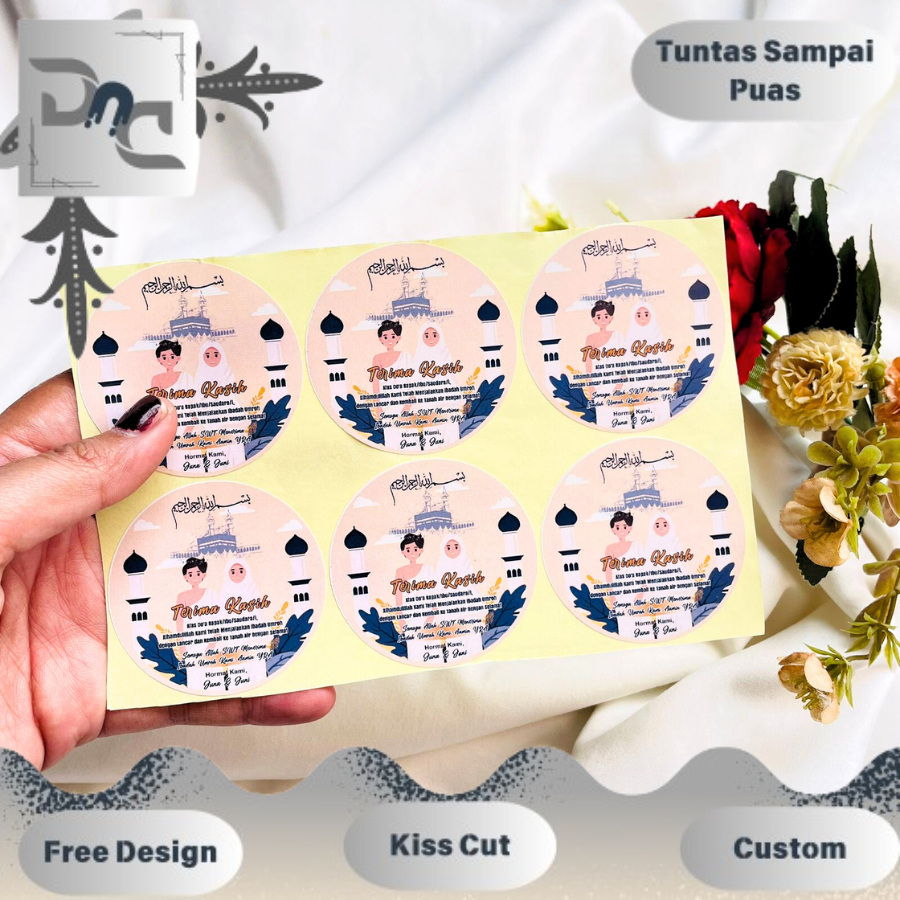 

2-4 DND Cetak Print Stiker Bulat Haji Umroh Sticker Label Custom Gift Hajj Murah Free Desain Nama