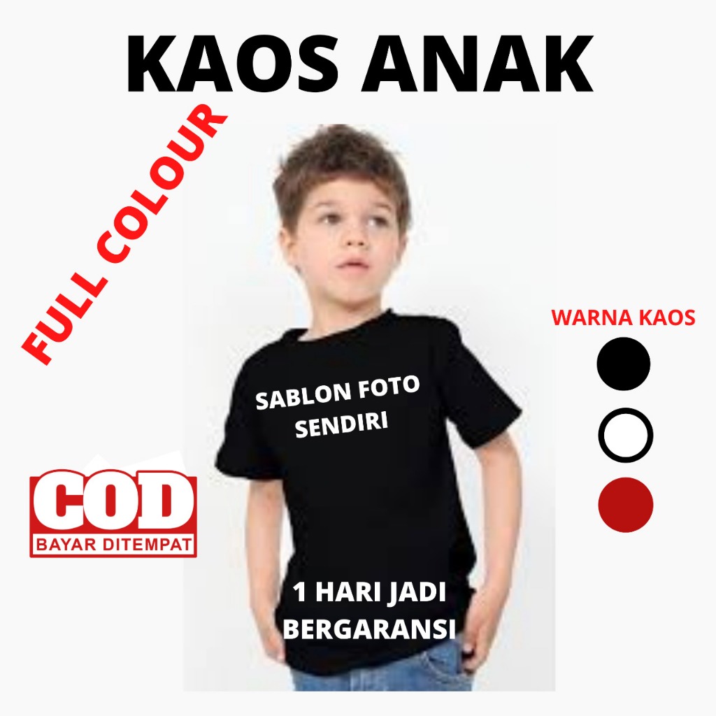 kaos sablon anak kata tulisan foto sendiri desain bebas kado ulang tahun