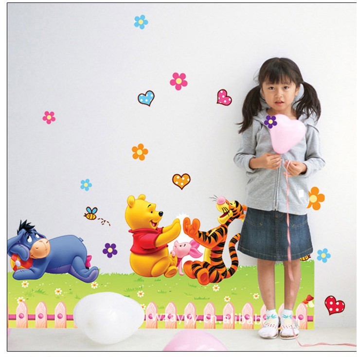 Stiker dinding anak Animal Beruang Pooh cute
