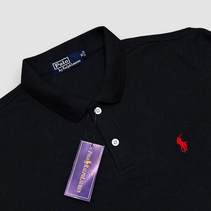 Kaos Kerah Polo Shirt Polos/Hitam | Kaos Krah Polo Shirt Polos Lengan Pendek Pria Wanita Unisex Jumb