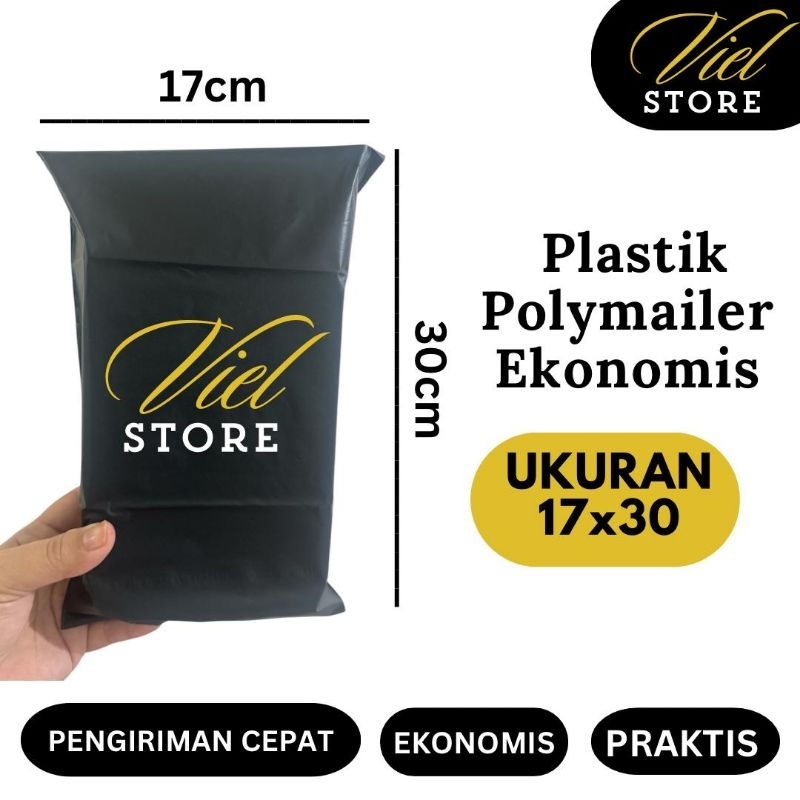 

Polymailer 17x30 HITAM Ekonomis PE, isi 100 lembar Kantong Packing Plastik Olshop Baju