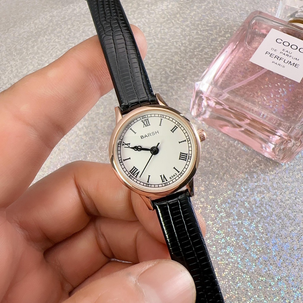 New Jam Tangan Wanita Fashion Tali Kulit Analog Kecil Gaya Korea Barsh Kaca Mewah