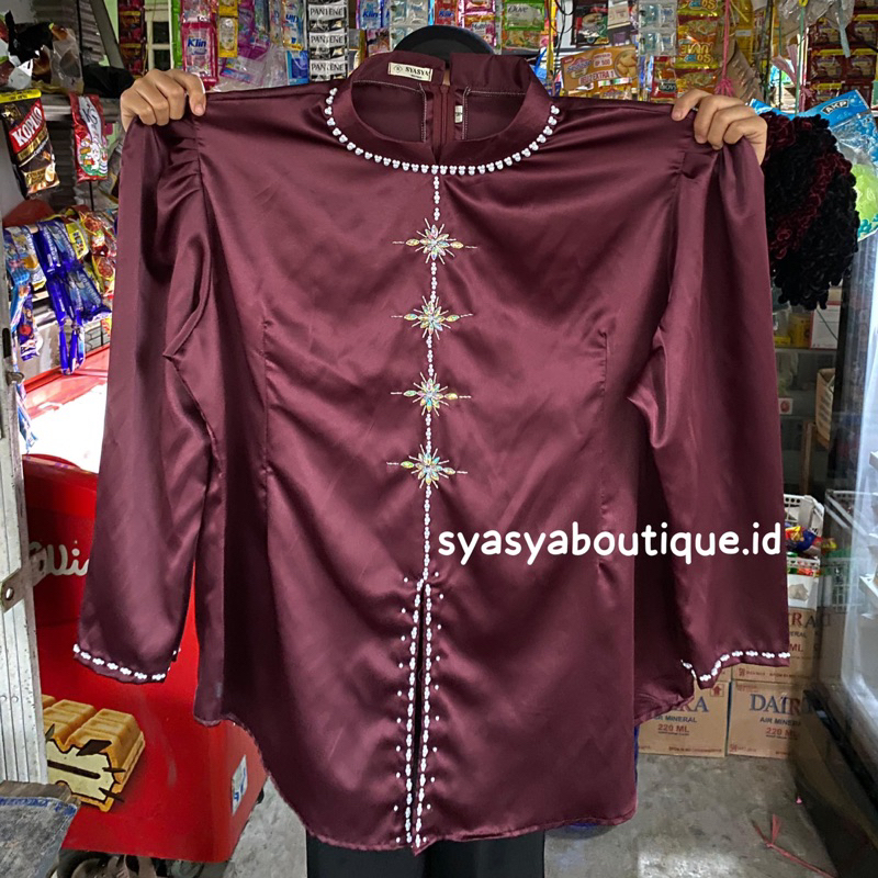 JUMBO (HANYA BAJU/ATASAN SAJA) Chayra Kurung Melayu Malaysia Modern Satin Premium Full Payet Fashion