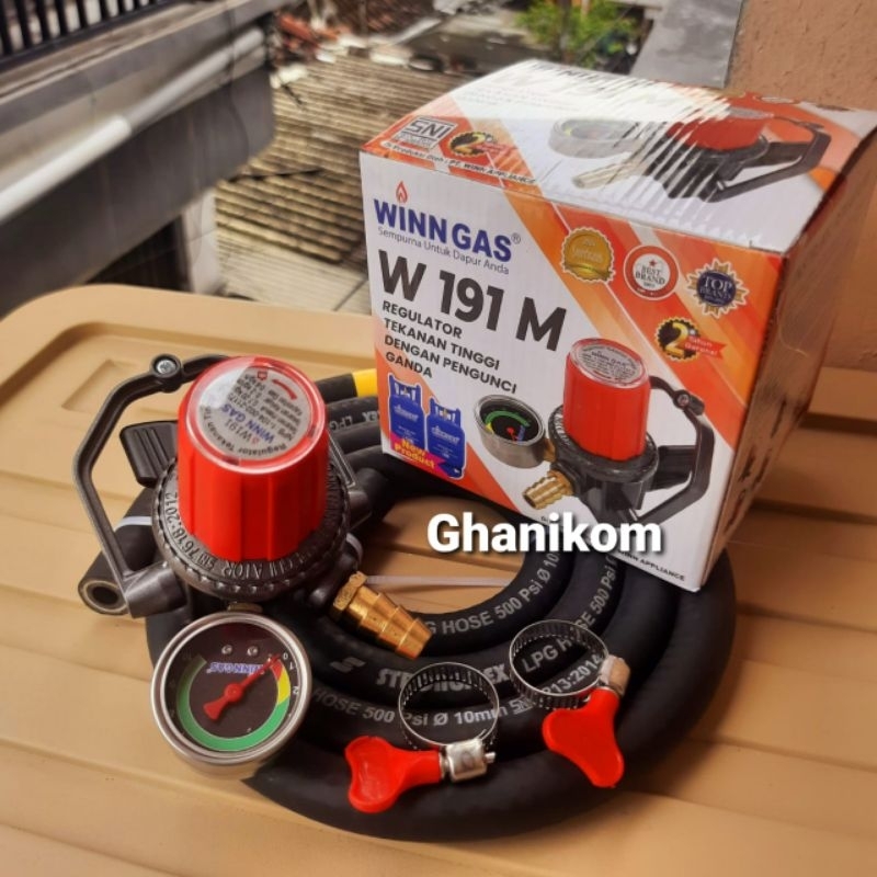 Regulator Gas High pressure WINN GAS W 191 M Selang Gas Lpg Hose 500 psi Strongflex Original