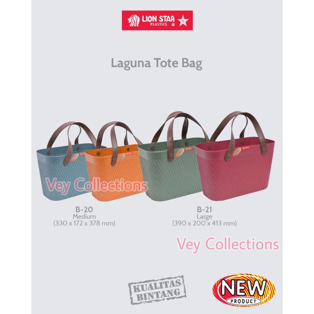 • BISA COD • LION STAR Laguna Tote Bag Plastik Tebal + Tali Tas Jinjing Tas Belanja Tas Hampers Moti